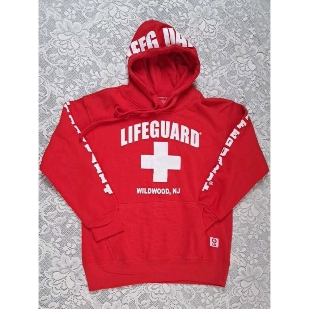 Lifeguard Official‎ Licensed Red Hoodie Women's Small Wildwood NJ Pre-owned